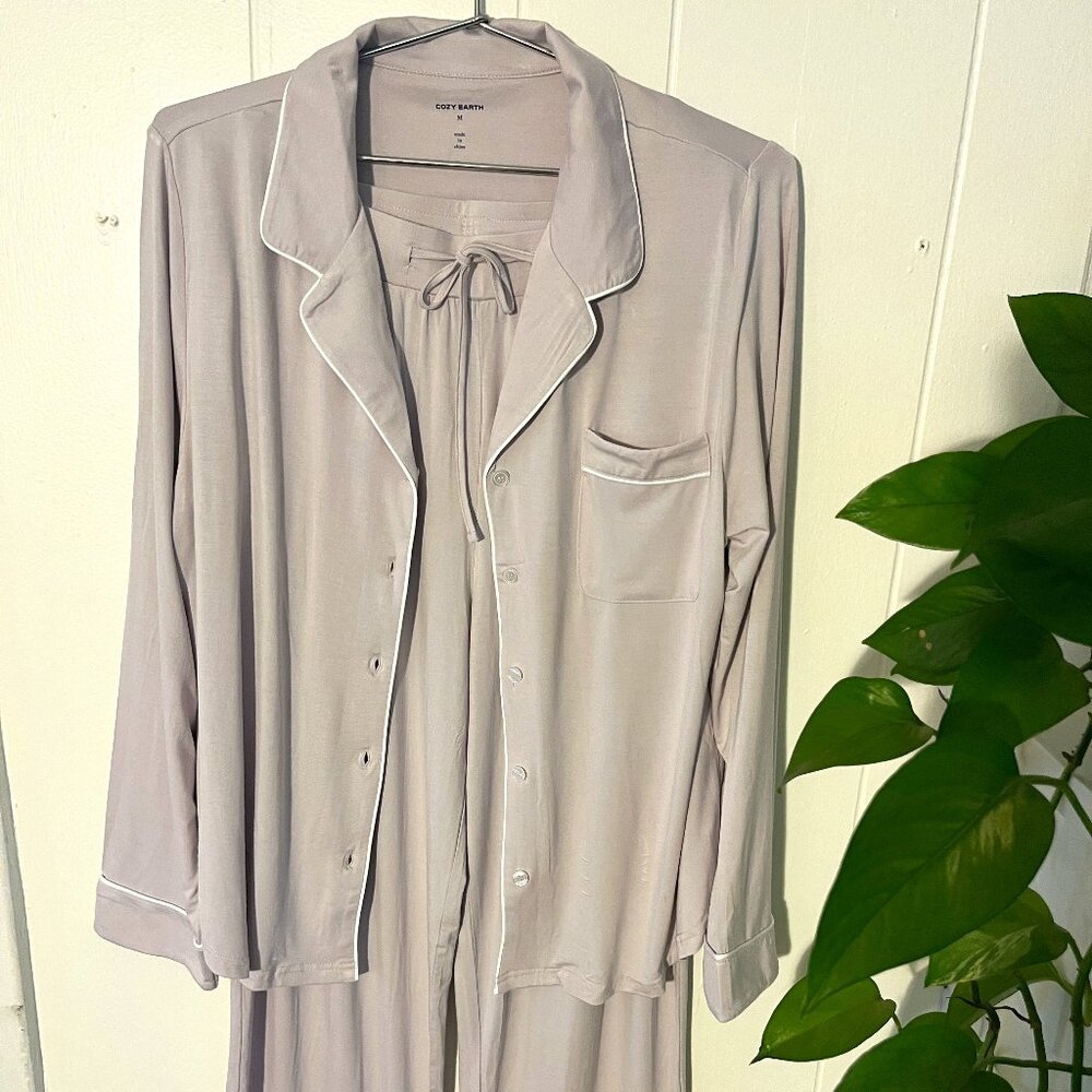 Cozy Earth Bamboo Stretch-Knit Long Sleeve Pajama Set